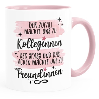 Moonworks® Kaffee-Tasse Der Zufall machte uns zu Kolleginnen der Spass und das Lachen zu Freundinnen Geschenk Büro weiss-innen-rosa standard