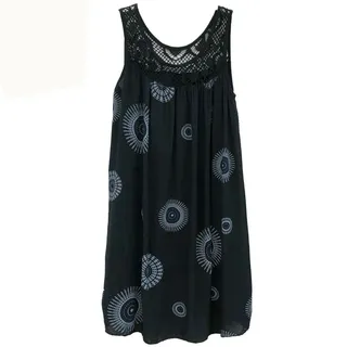 YYDPYZBD Damenkleider Damenbekleidung, Ärmelloses Camisole-Kleid, Spitzendruck, Ärmellos, Großes Swing-Kleid, Langer Rock, Übergröße-schwarz-5xl