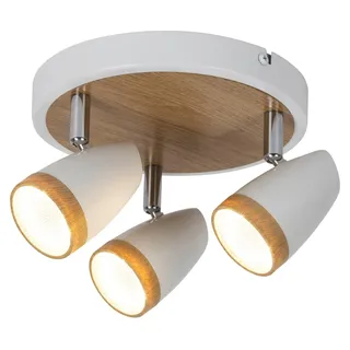 Spotleuchte Schienensystem Karen aus Metall u. Kunststoff weiß/ Buche Ø19cm - Weiß