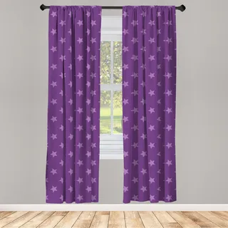 ABAKUHAUS Star Vorhänge, Gardinen, Simplistic Lila Farbpalette Einfarbige Design Künstlerische Formen Wiederholung, 2 Stück 75 x 225 cm, , Lila und Mauve - Lila