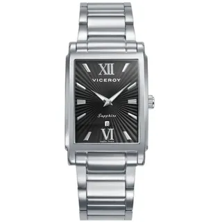 Uhr Herren Swiss Gemacht Stahl Rechteckige Zifferblatt Schwarz Saphir 5 Atm