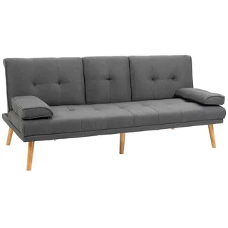 Homcom Schlafsofa, 3-Sitzer-Sofa, Bettsofa mit Klappbarem Tisch, Becherhalter, Skandi-Design, bis 250 kg Belastbar, für