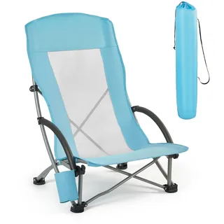 VEVOR Campingstuhl Faltstuhl 150 kg Belastbar, Anglerstuhl mit Hoher Rückenlehne für Erwachsene, Klappstuhl mit Becherfach & Netzrückenlehne & Tragetasche für Outdoor-Aktivitäten Angeln Hellblau