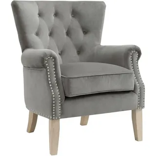 Mid.you Ohrensessel , Grau , Holz, Textil , 73x86x75 cm , gepolsterte Armlehnen , Wohnzimmer, Sessel, Ohrensessel