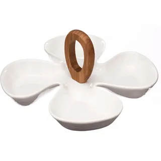 Secret de Gourmet Snackschale aus Porzellan, Holz weiß 12cm x 28cm x 28cm - Transparent