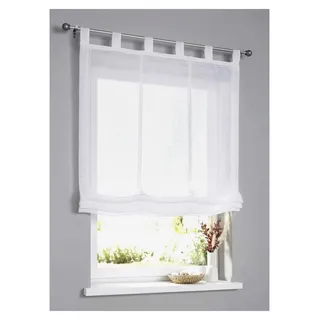 Raffrollo Schlaufenrollo Brondby Weiß halbtransparent 100 cm x 145 cm