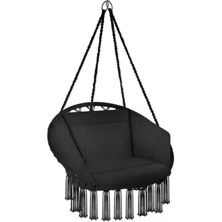 tectake Hängesessel Grazia, 80 x 72 x 125 cm, schwarz , Schwarz , Kunststoff , Baum/Pflanze/Natur , 80x125x72 cm , Gartenmöbel, Gartenschaukeln, Hängesessel