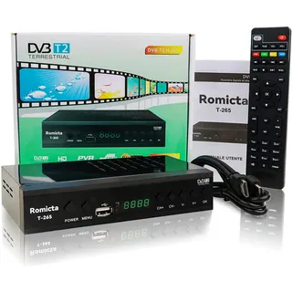 Romicta DVB-T2 Receiver & Kabel-Receiver DVB-C – H.265 HEVC FTA Full HD 1080P, PVR, USB, HDMI, Timeshift, SCART, Digitaler Terrestrischer TV-Tuner, Keine Unterstützung für Freenet TV und Satelliten