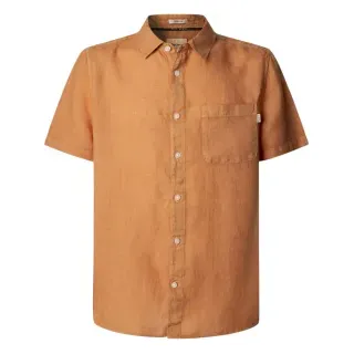 Pepe Jeans für Herren. PM308847 Amaro orangefarbenes Hemd (M), Lässig, Leinen, Kurzarm