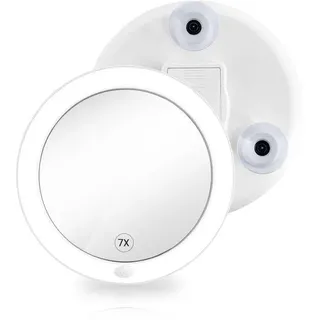 Handspiegel mit LED-Beleuchtung, 165mm runde LED-Magnettasche mit Klemmeinsatz, batteriebetrieben, ohne Bohren, tragbar - Bunt