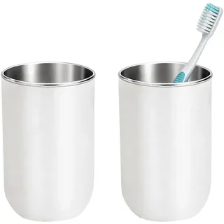Zahnputzbecher Kinder Badezimmer-Becher- und Zahnbürsten-Organizer für Dusche,Zahnputzbecher Set 350ml (12 Unzen),Arbeitsplatte,Zahnpasta-Aufbewahrung,2 Stück (weiß)