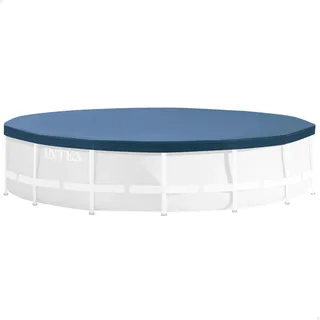 INTEX Poolabdeckung Ø 457 cm Rund für Frame Pools aus PVC Winter- und Sommerabdeckplane mit Entwässerungslöchern Blau Modell 28032 - Blau
