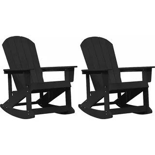 vidaXL Adirondack Schaukelstühle 2 stk. Schwarz HDPE - Schwarz