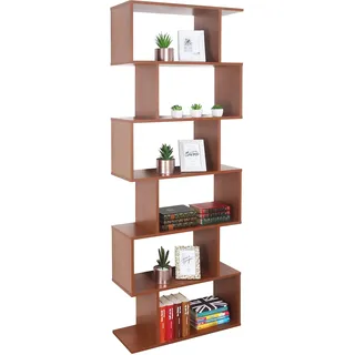 RICOO Regal 192 x 70 x 25 cm, Standregal Eiche rustikal Dunkelbraun WM070-ER Spannplatte aus Holz, Büro Bücherregal, Wandregal klein, Regale & Ablagen, schmales Regal, Büro Bücherregale Regal