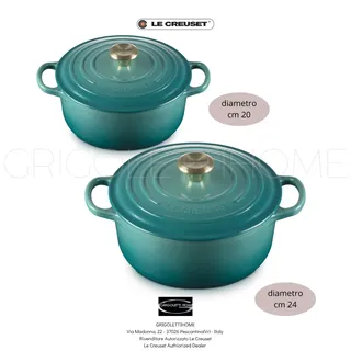 Le Creuset Set 2 Runde Casserolle aus emaillierter Gusseisen - Bleu Riviera