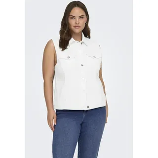 Jeansweste ONLY CARMAKOMA "CARWESPA WEST DNM PIM619 NOOS", Damen, Gr. 50, weiß, Denim/Jeans, Obermaterial: 79% Baumwolle, 20% Polyester, 1% Elasthan, unifarben, regular fit normal, Westen Jeansweste
