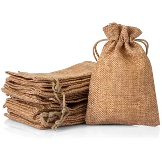 Naler 24 x Jutesäckchen Khaki Jute Beutel für Adventskalender Stoffbeutel Natur Säckchen Geschenksäckchen - 10 x 14 cm