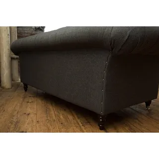XXL Sofa 3 Sitzer Couch Chesterfield Polster Sitz Garnitur Leder Textil Grau Neu - Grau