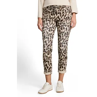 7/8-Hose TOM TAILOR "TOM TAILOR Tapered", Damen, Gr. 44, Länge 28, braun (braun beige leo print), Web, Obermaterial: 92% Baumwolle, 5% Polyester, 3% Elasthan. Futter: 100% Baumwolle, 7/8-Länge, Hosen 7/8-Hose, mit Bindeband am Bündchen