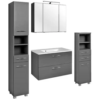 Badmöbel Set BERGAMO-03, 4-teilig, graphitgrau, B x H x T ca.: 180 x 200 x 48cm - Grau
