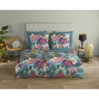 Good Morning Tiandra Blumen Petrol 155 x 220 cm + 80 x 80 cm