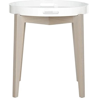 SAFAVIEH Modern Wooden Accent Table, in White and Grey, 50 X 50 X 55