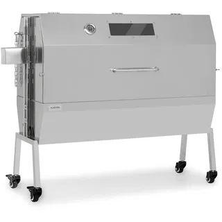 Klarstein 2-in-1 Rotisserie Grill mit Motor, Grill mit Drehspieß, Großer Spießgrill für Spanferkel, Sichtfenster, Spieß Edelstahl-Rost, Großer Holzkohlegrill Bodenrollen