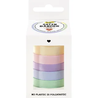 Folia Geschenkband Satin Pastell blau/orange/gelb/grün/pink 10 mm x 4 m