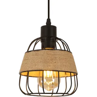 Pheashine Vintage Hängelampe E27 Rustikal Hanfseil Eisen Hängeleuchte, Industrielle Pendelleuchte für Schlafzimmer, Küche, Esszimmer