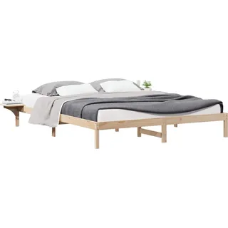 vidaXL Bettgestell mit Nachttischen Natur 180 x 220 cm - Braun