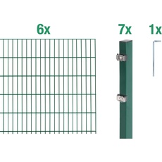 Bild von Doppelstabmattenzaun Set 6 Matten 1,2 x 12 m grün