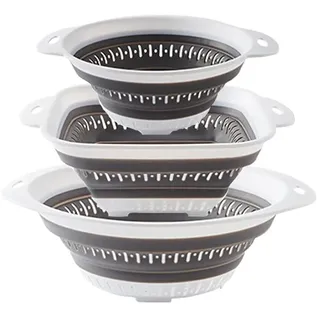 Limeow 3 Stück Küchensieb Faltbares Nudelsieb Kunststoff Faltbar Küche Küchensieb Set Klappbarer Nudelsieb für Camping und Salate Küchenutensilien zum Abtropfen von Nudeln Gemüse Obst