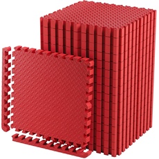 Schutzmatten Set EXTRA DICK - 2cm - PREMIUM Fitness Geräte Unterlegmatte 20 St. EXTRA LARGE (60 x 60 cm – jede Fliese) (7.24 m2 – alle zusammen) - Rot - Bodenschutzmatten zusammenstecken