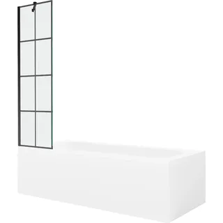Mexen Vega rechteckige Badewanne 180 x 80 cm mit Verkleidung und 1-flügeligem Paravent 50 cm, schwarzes Muster - 550118080X9505?
