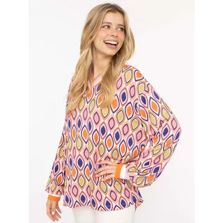 Zwillingsherz Blusenshirt ""Ornament"" langärmlig, V-Neck, Ornament-Print, sportive Bündchen, bunt