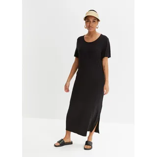 bonprix Jerseykleid "Jerseykleid aus fließendem Viskose-Mix" für Alltag, aus Viskose und Elasthan, Oversize-Passform, Kurzarm, schwarz