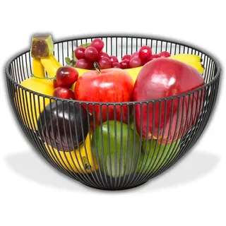 IPEA Obstkorb aus Metall – Modernes und Elegantes Design – Obstkorb für Obst, Zitrusfrüchte, Nüsse, Lebensmittel – Obstschale für offene Tischdekoration – für Tisch- Farbe Schwarz