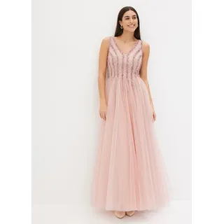Maxikleid BONPRIX, Damen, Gr. 44, N-Gr, rosa, Obermaterial: 100% Polyester. Futter: 100% Polyester, festlich, ausgestellt, Kleider Maxikleid, aus feinem Tüll, mit Paillettenstickerei im Oberteil, ohne Ärmel