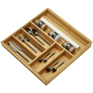 Orga-Box-1 BAMBUS Besteckeinsatz 519 x 473 mm mit 6 Fächern | für Blum Tandembox / Antaro Schubladen im 60er Schrank Besteckkasten für Wellmann und Alno Küchen und vielen weiteren mehr