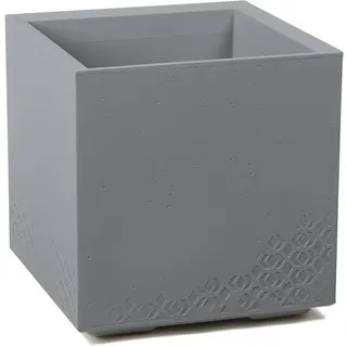 LAMELA Pflanzkübel mit Rollen 40 cm, 36L – Blumentopf aus Kunststoff in Betonoptik – Übertopf mit Wasserablauf – Modern für Innen & Außen - Wetterfest & Pflegeleicht, Grau