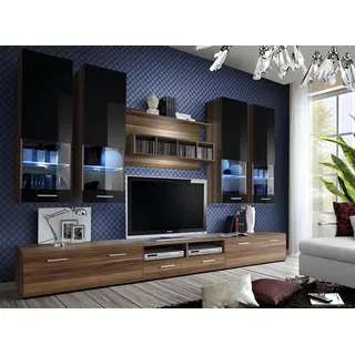 Design Wohnwand TV Ständer 4x Wandschrank Lowboard Wandregal Luxus Möbel - Braun