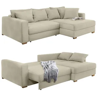 luma-home Eckcouch Cord 3-Sitzer Beige/Grau