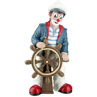 GILDE Gildeclown Deko Figur Clown Kapitän Seemann - Maritime Dekoration aus Kunstharz - Geschenk für Sammler - Mehrfarbig Höhe 15,5 cm
