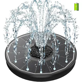 SZMP Solar Springbrunnen 2026 Neu 3.5W Solar Teichpumpe, 2000mAh Akku - Arbeiten an Trüben Tagen - Wasserpumpe Solar Schwimmender Fontäne Pumpe mit 8 Effekte & 4 Fixe Rohre für Garten, Vogel-Bad