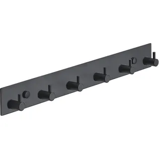 Brute Strength - Garderobenständer - 6 Haken - 39cm - Edelstahl - Türhaken für die Küche, Hakenleiste schwarz, Wandgarderobe, Bad, Wohnzimmer und Flur für Hut Schals Handtaschen, Handtuchhaken