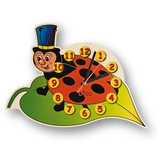 Dida - Wanduhr Marienkäfer, Analoge Uhr Zum Aufhängen Für Das Kinderzimmer, Der Lustige Marienkäfer Ist EIN Ideales Kleines Geschenk, Optimal Auch Im Kindergarten