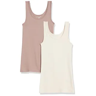 Amazon Essentials Damen Tanktop, Schmale Passform, 2er-Pack, Beige/Braun, S