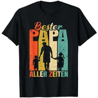 Bester Papa Aller Zeiten 2 Kinder Ehemann zweifacher Papa T-Shirt, Herren, Schwarz, L
