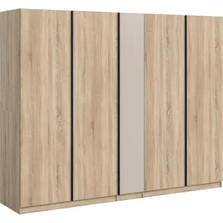 xonox.home Oakland Kleiderschrank 5-türig (B/H/T: 230x183x53 cm) Sonoma Eiche Nachbildung - Braun