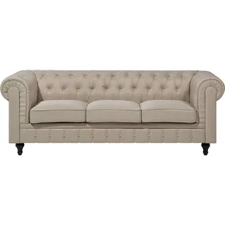 Beliani Sofa Beige Chesterfield Stil Glamourös Wohnzimmer